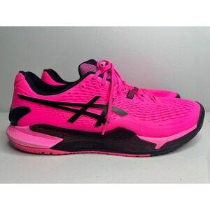 ASICS Gel Resolution 9 Pink Black Tennis Shoes Clay Court Mens Size 14
